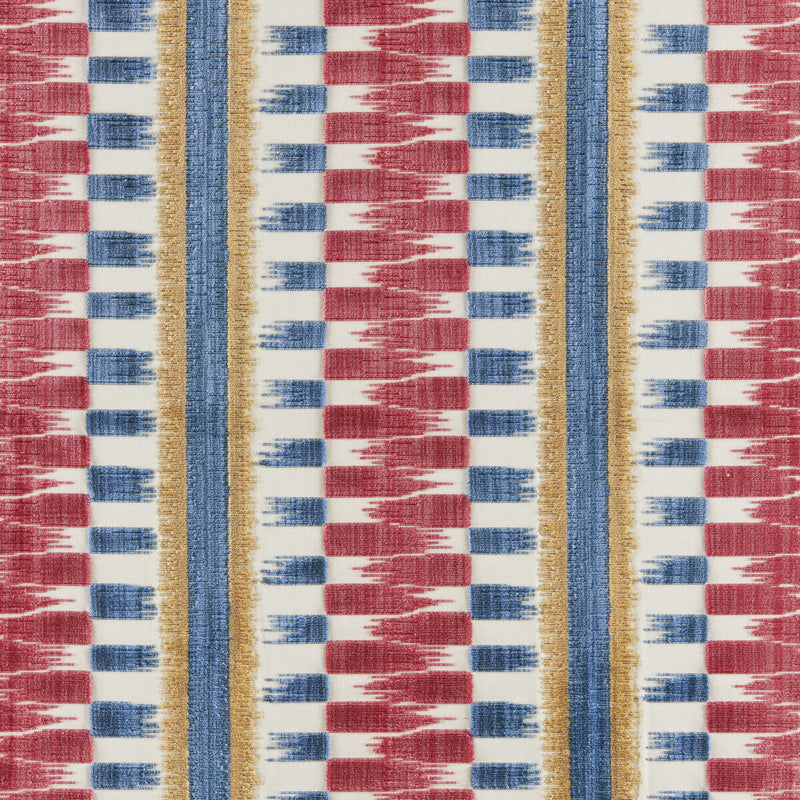 BRUNSCHWIG & FILS - FLAMME VELVET- RED/BLUE - Fabric by the Yard RED/BLUE