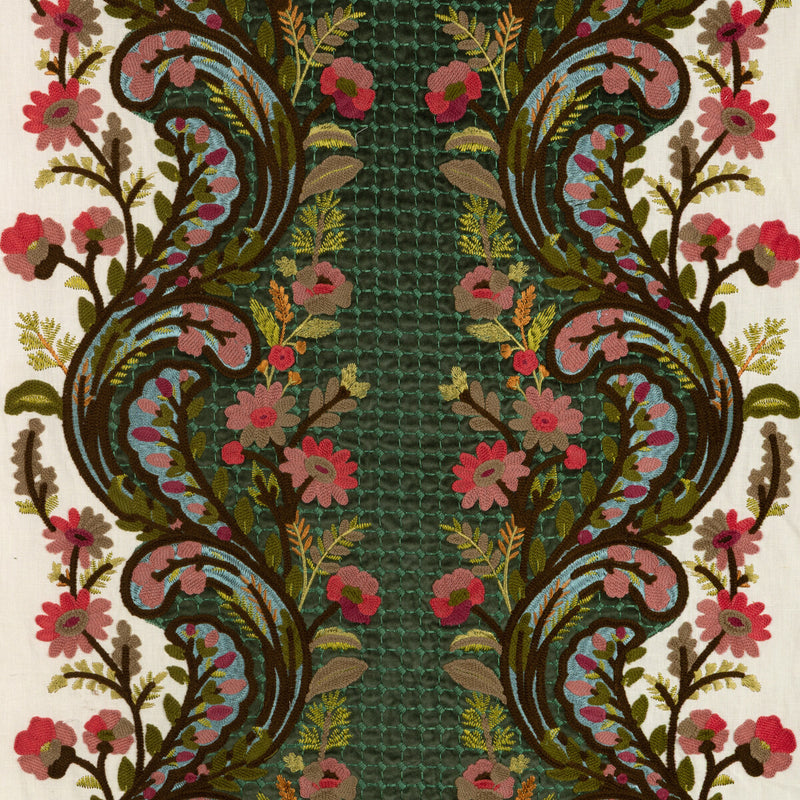 BRUNSCHWIG & FILS - VICTORIA EMB- JADE/ROSE - Fabric by the Yard JADE/ROSE