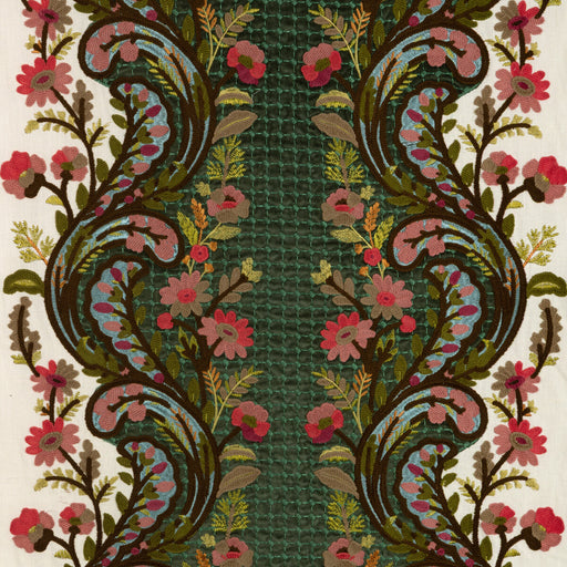 BRUNSCHWIG & FILS - VICTORIA EMB- JADE/ROSE - Fabric by the Yard JADE/ROSE