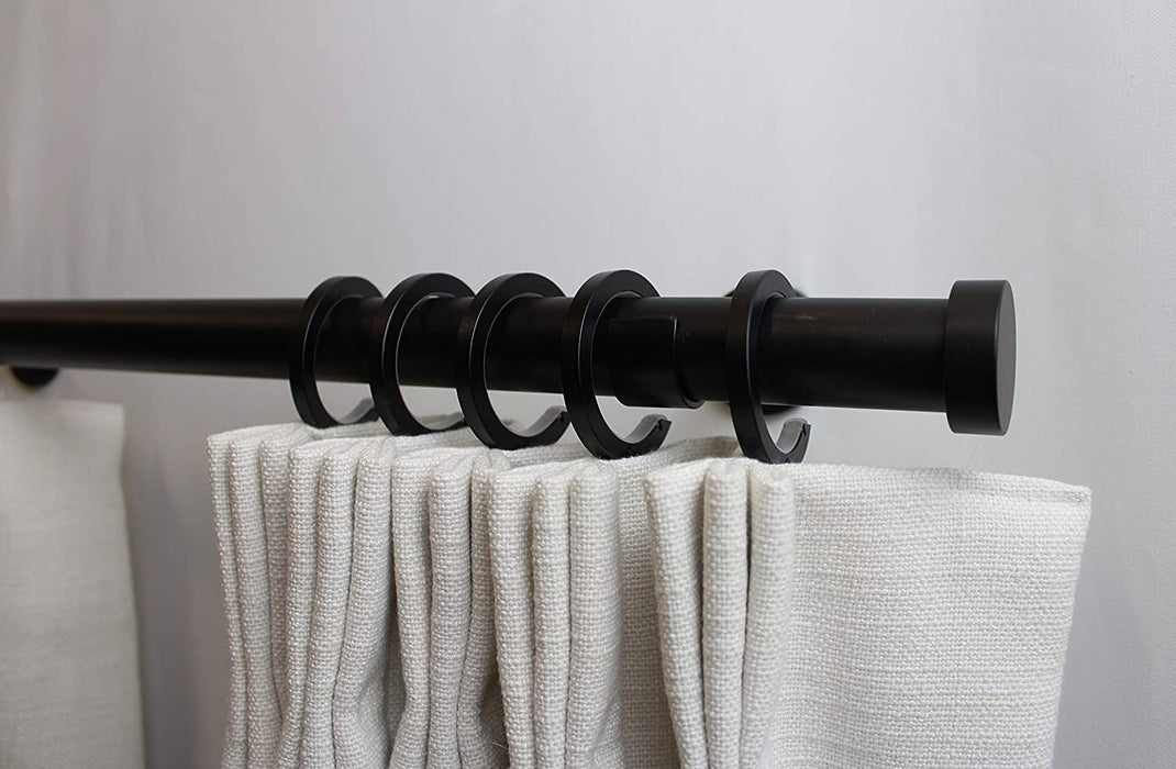 1 Inch Iron Round Drapery Rod Set - Includes Curtain Rod, Bypass Brackets, Bypass Rings, and End Caps - Free Shipping