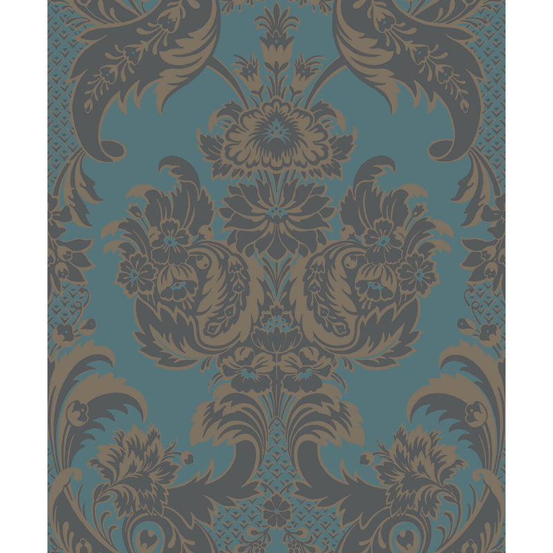 COLE & SON - WYNDHAM- TEAL AND CHARCOAL - Wallcovering by the Roll TEAL AND CHARCOAL