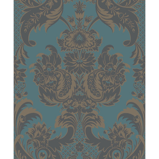 COLE & SON - WYNDHAM- TEAL AND CHARCOAL - Wallcovering by the Roll TEAL AND CHARCOAL