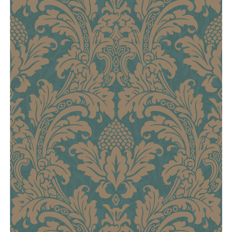 COLE & SON - BLAKE- TEAL AND SILVER - Wallcovering by the Roll TEAL AND SILVER