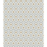 COLE & SON - HICKS HEXAGON- GILVER/WT/BK - Wallcovering by the Roll