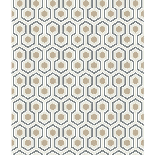 COLE & SON - HICKS HEXAGON- GILVER/WT/BK - Wallcovering by the Roll GILVER/WT/BK