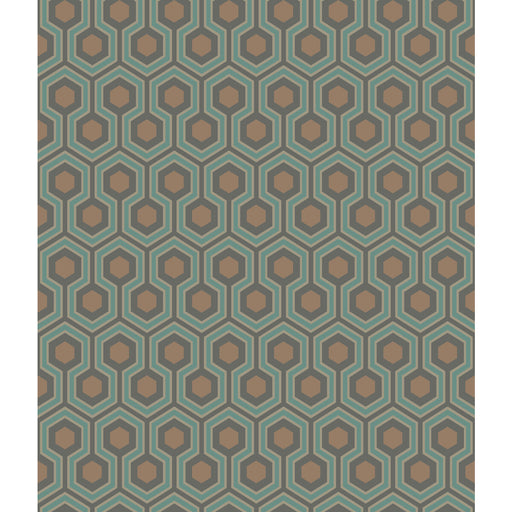 COLE & SON - HICKS HEXAGON- TEAL/GOLD - Wallcovering by the Roll TEAL/GOLD