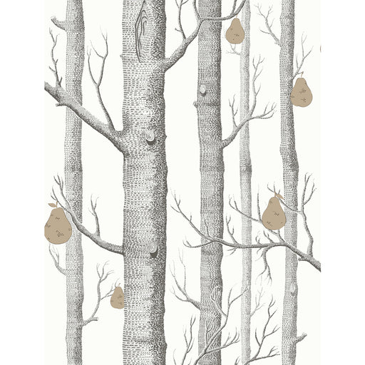 COLE & SON - WOODS & PEARS- BLK/WHT/BRNZ - Wallcovering by the Roll BLK/WHT/BRNZ