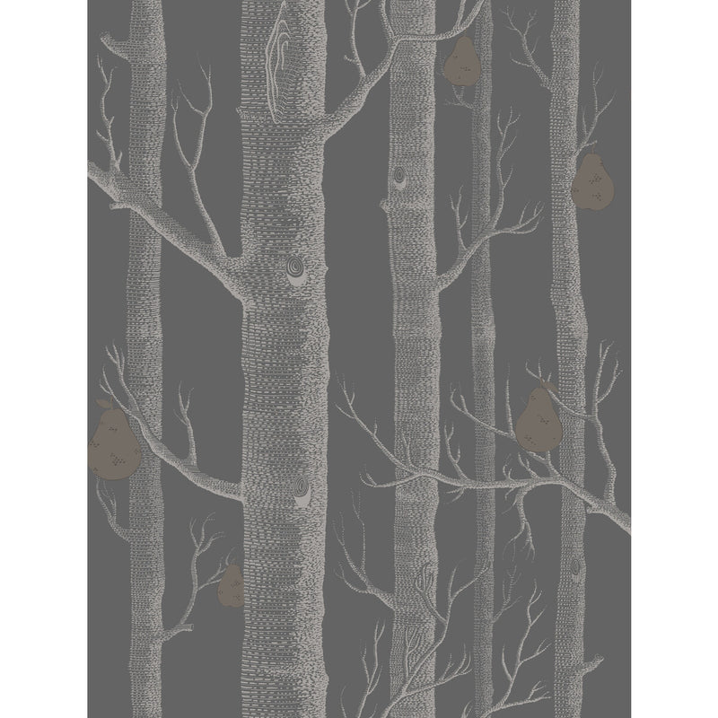 COLE & SON - WOODS & PEARS- GILVER/BLACK - Wallcovering by the Roll GILVER/BLACK