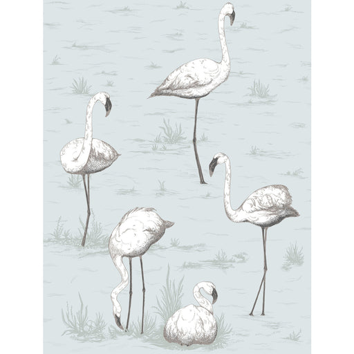 COLE & SON - FLAMINGOS- CHARCOAL/AQUA - Wallcovering by the Roll CHARCOAL/AQUA