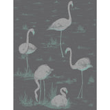 COLE & SON - FLAMINGOS- TEAL/SLVR/BK - Wallcovering by the Roll