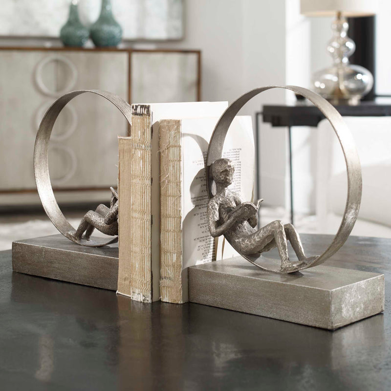 Uttermost Lounging Reader Antique Bookends Set/2