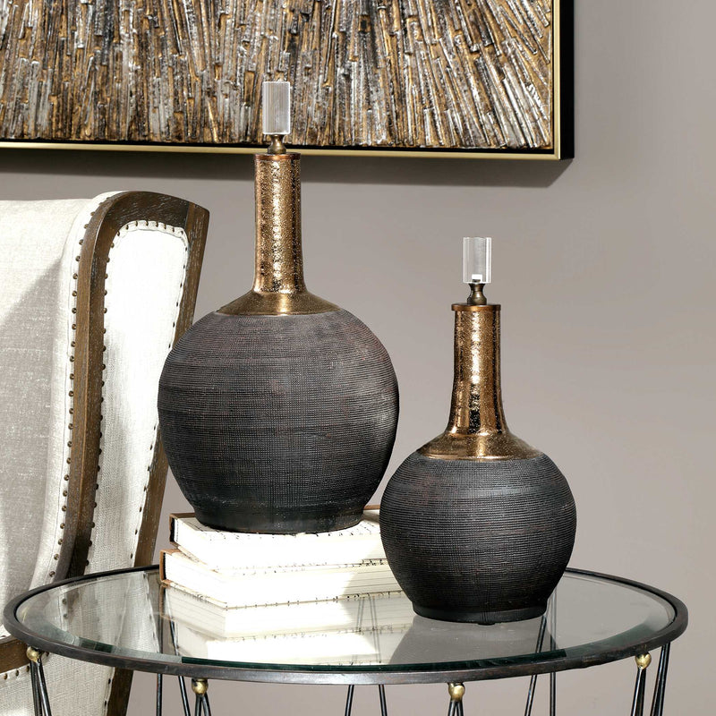 Uttermost Arnav Matte Black Bottles Set/2