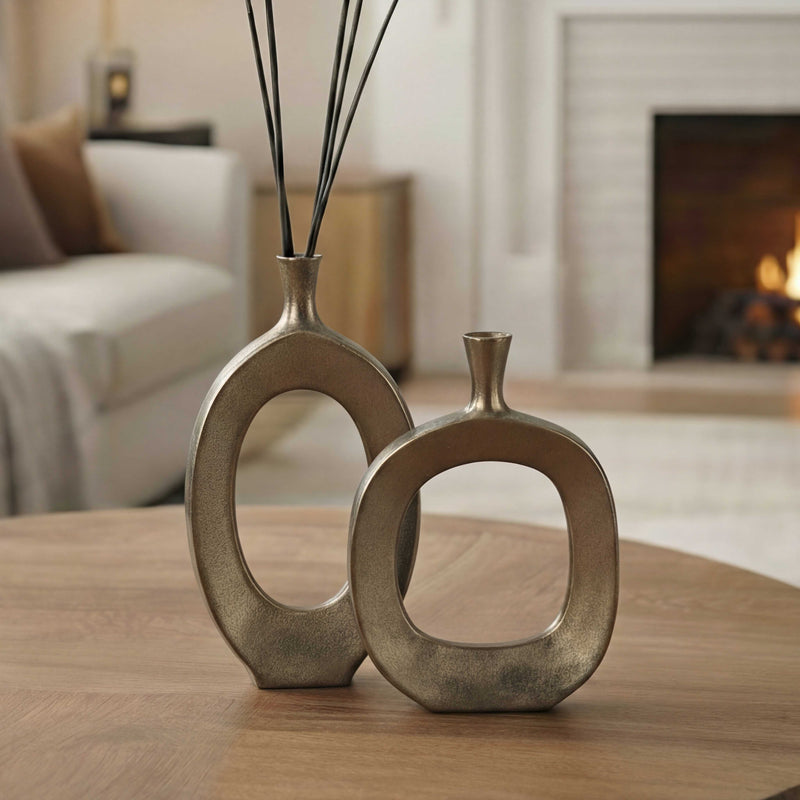 Uttermost Kyler Textured Bronze Vases Set/2