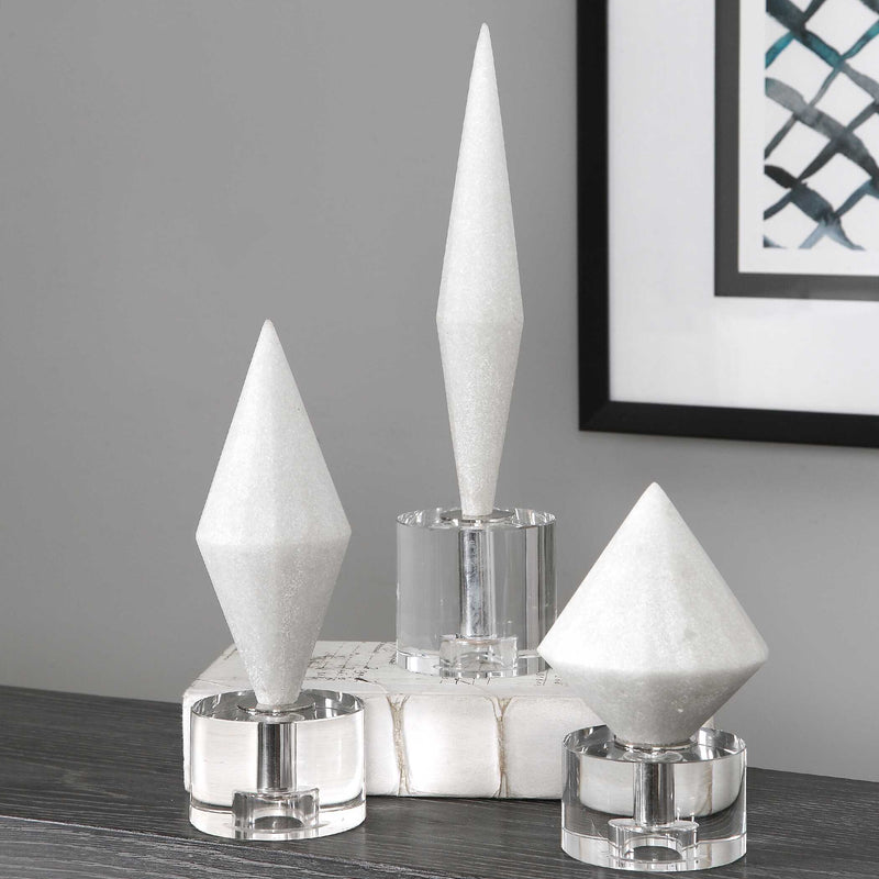 Uttermost Alize White Stone Sculptures Set/3