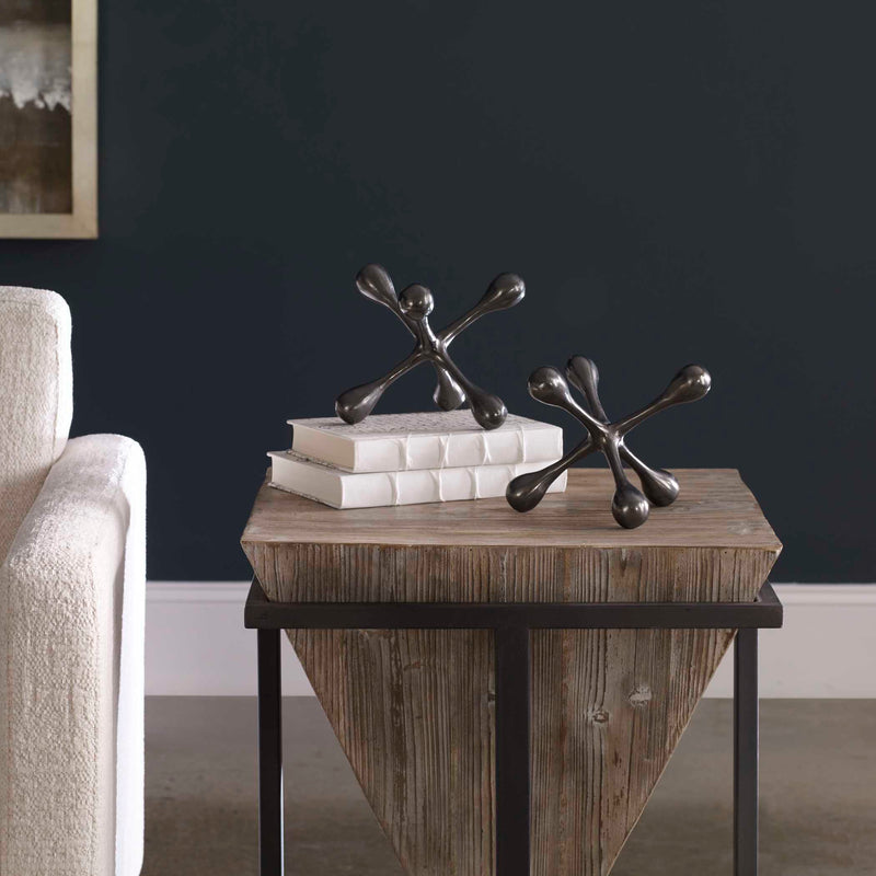 Uttermost Harlan Black Nickel Objects Set/2