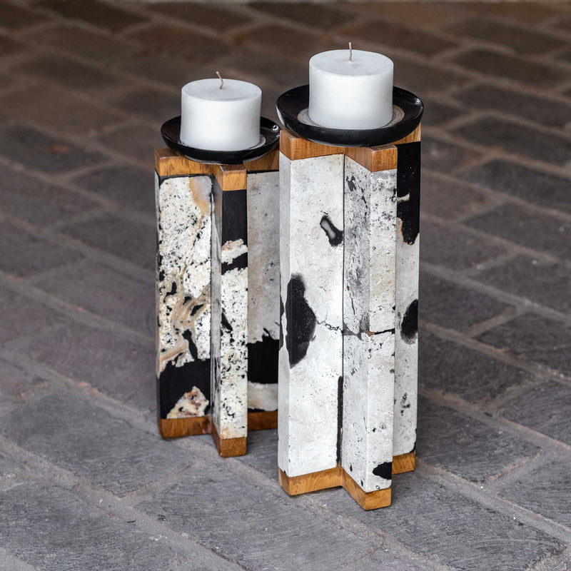 Uttermost Illini Stone Candleholders Set/2