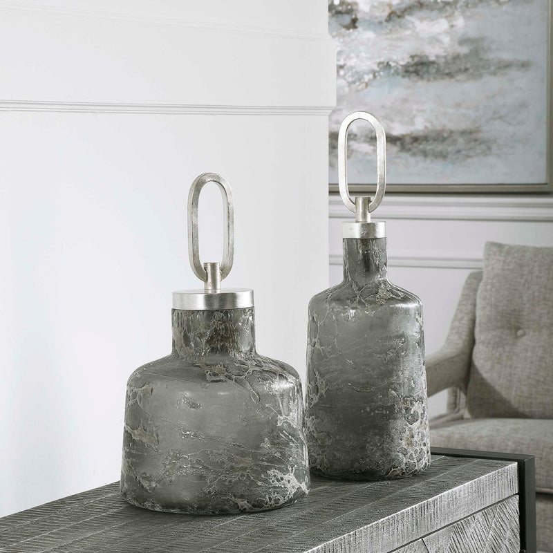Uttermost Storm Art Glass Bottles Set/2