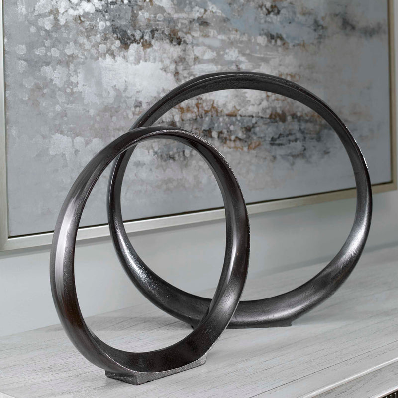 Uttermost Orbits Black Ring Sculptures Set/2
