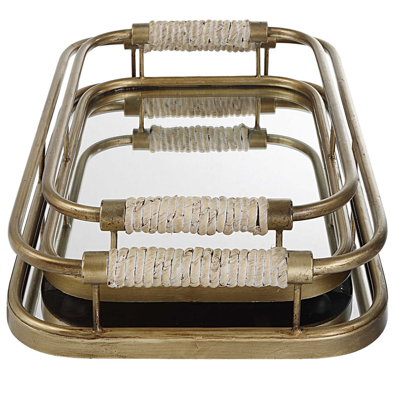 Uttermost Rosea Brushed Gold Trays Set/2