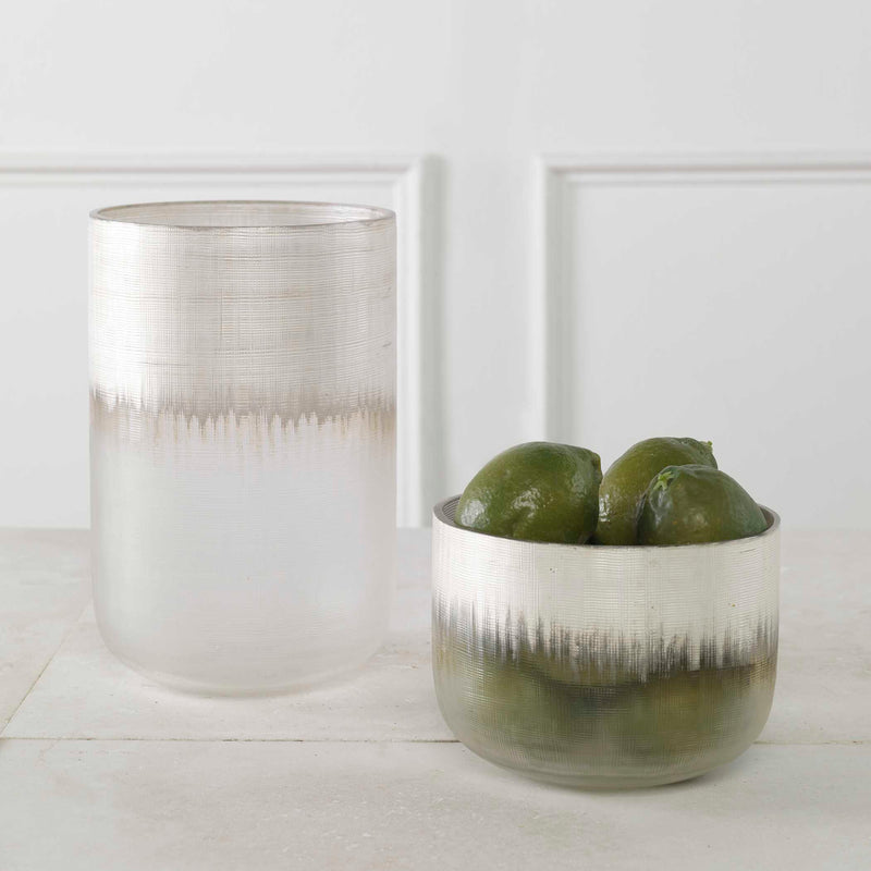 Uttermost Frost Silver Drip Glass Vases Set/2