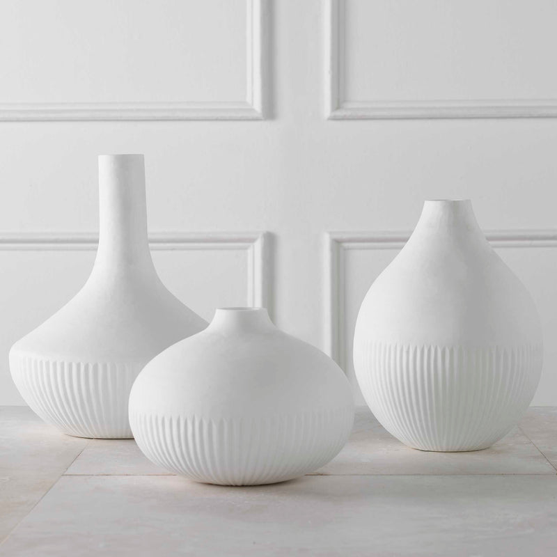 Uttermost Apothecary Satin White Vases Set/3