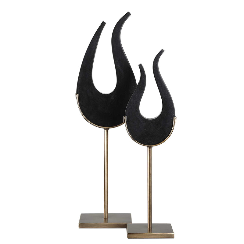 Uttermost Black Flame Sculptures Set/2