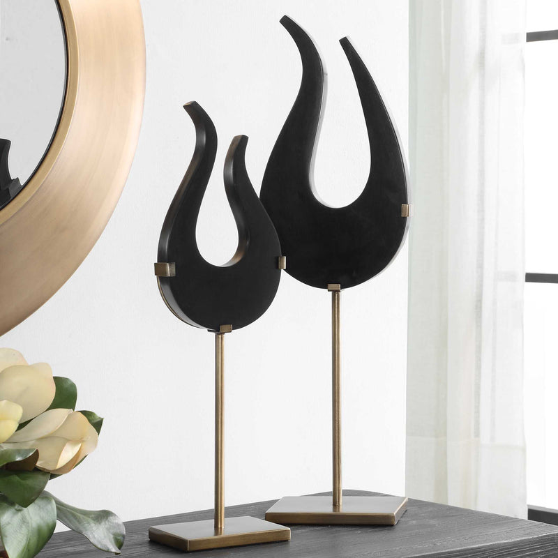 Uttermost Black Flame Sculptures Set/2