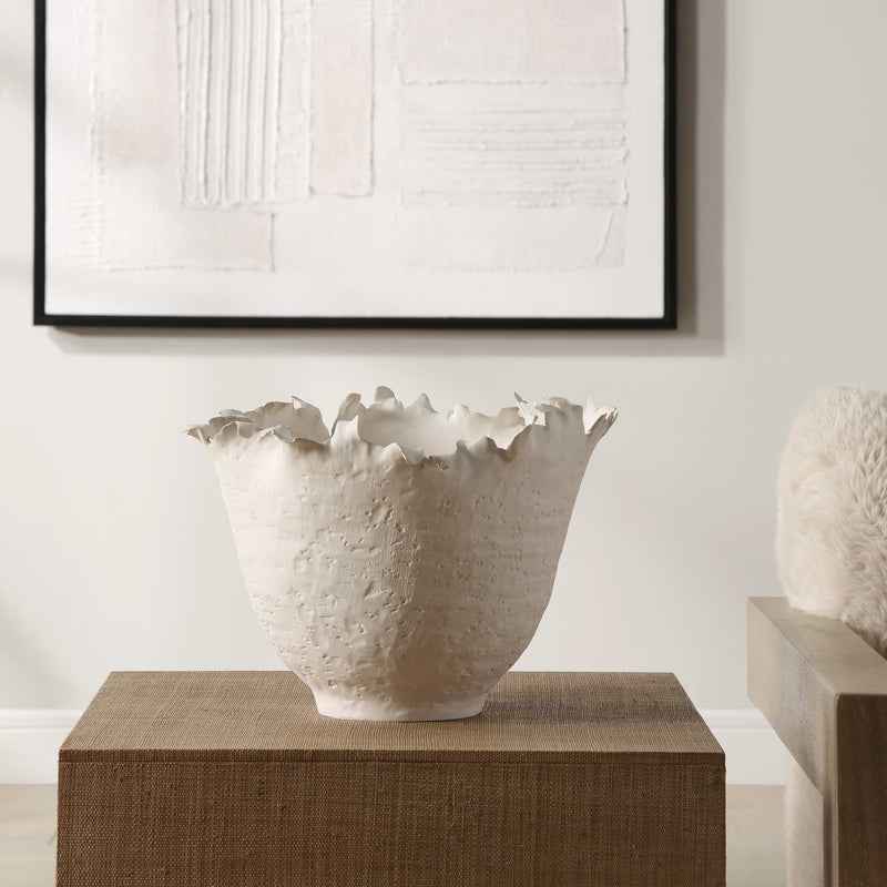 Uttermost Blossom Tall Off-white Bowl