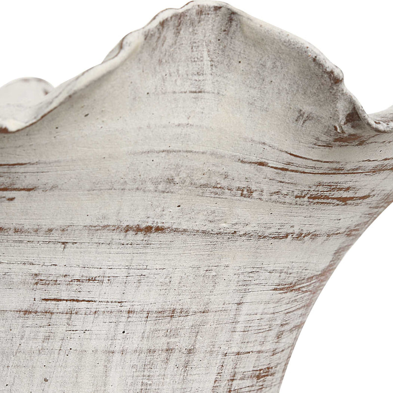 Uttermost Ruffled Petal White Vases Set/2