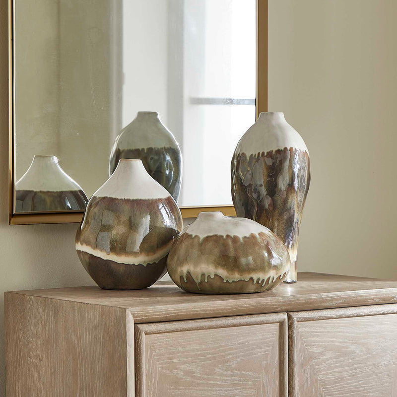 Uttermost Earthflow Glazed Outdoor Vases Set/3