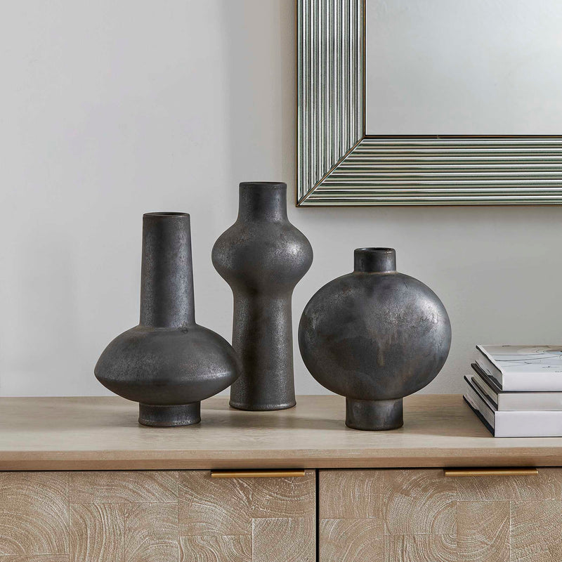 Uttermost Charcoal Bloom Indoor-Outdoor Vases Set/3
