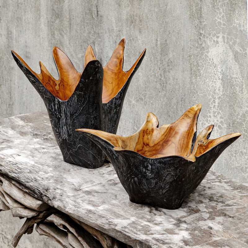 Uttermost Starpetal Indoor-Outdoor Wooden Bowls Set/2