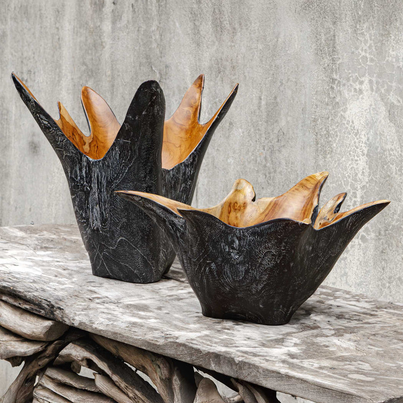 Uttermost Starpetal Indoor-Outdoor Wooden Bowls Set/2