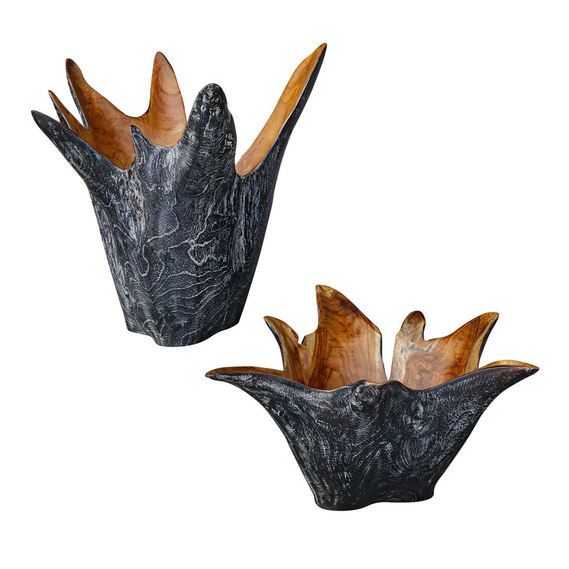 Uttermost Starpetal Indoor-Outdoor Wooden Bowls Set/2