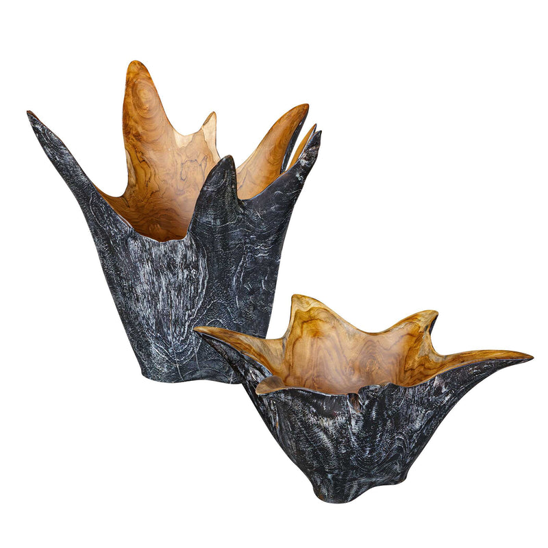 Uttermost Starpetal Indoor-Outdoor Wooden Bowls Set/2