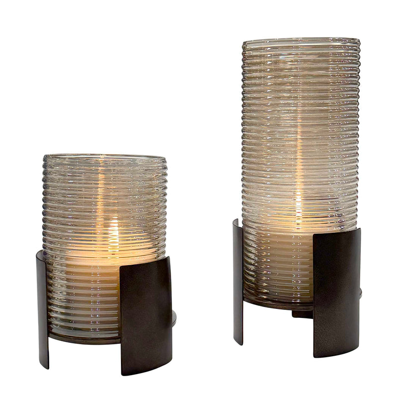 Uttermost Fluted Fire Cylinder Candleholders Set/2