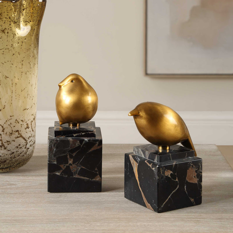 Uttermost Golden Finch Bird Figurines Set/2
