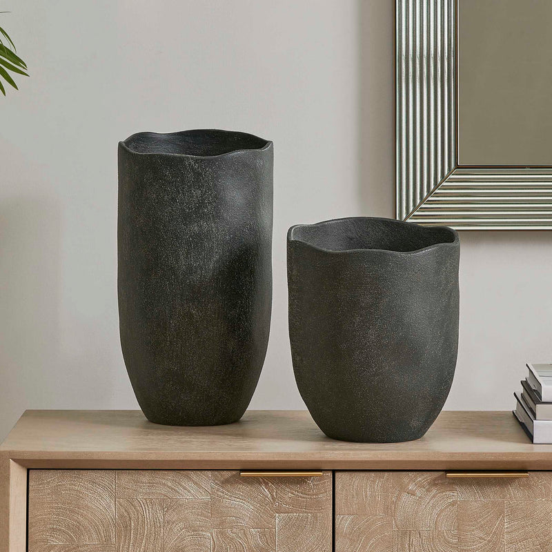 Uttermost Komorebi Indoor-Outdoor Black Vases Set/2