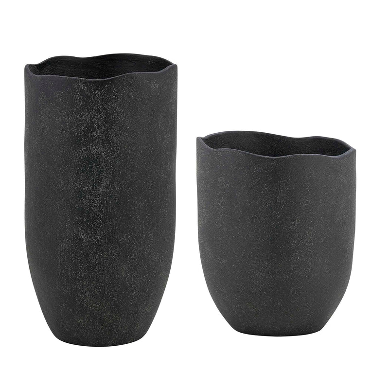 Uttermost Komorebi Indoor-Outdoor Black Vases Set/2