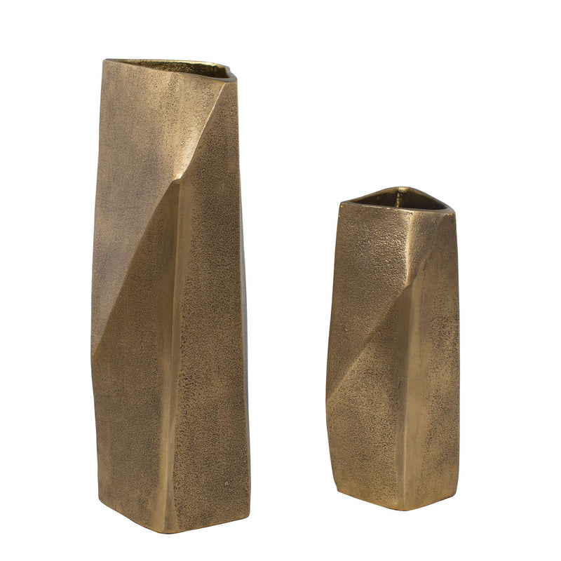 Uttermost GeoForm Indoor-Outdoor Brass Vases Set/2