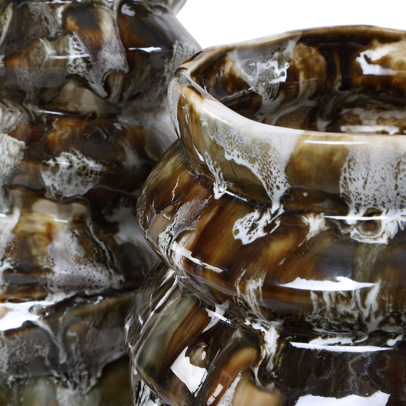 Uttermost Cuoco Glazed Brown Vases, S/2