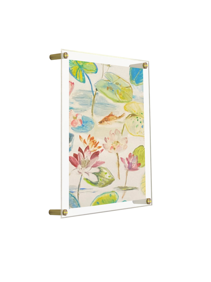 Acrylic Picture Frame - For Displaying Photos, Wallpaper, and Documents - Multiple Knob Colors Available - Fabrics and Drapes