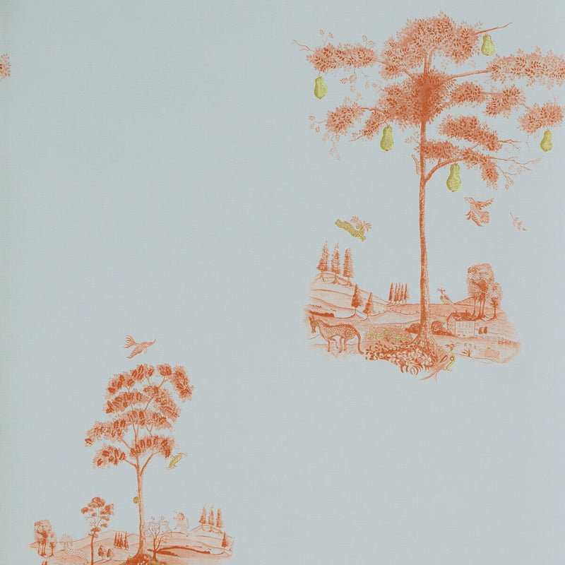 KRAVET COUTURE - PEAR TREE- SUNSETORANGE - Wallcovering by the Roll SUNSETORANGE