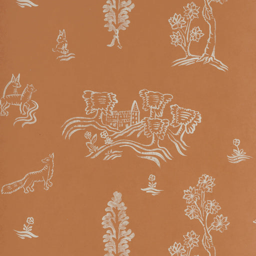 KRAVET COUTURE - WYCHWOOD- MELON ORANGE - Wallcovering by the Roll MELON ORANGE