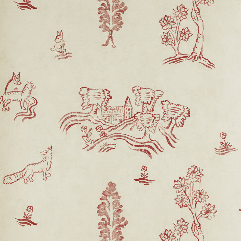 KRAVET COUTURE - WYCHWOOD- HUNTSMAN RED - Wallcovering by the Roll HUNTSMAN RED