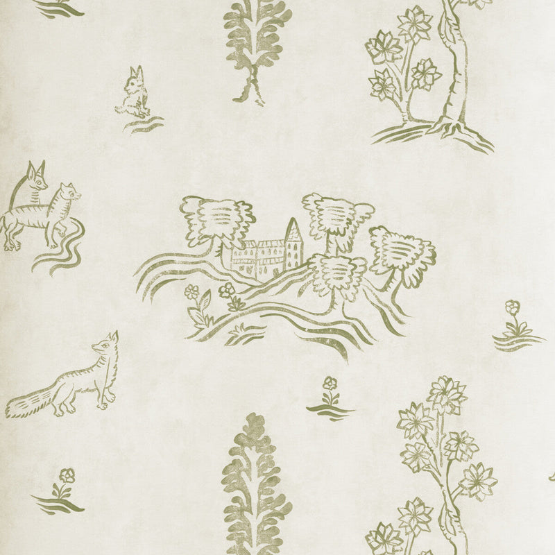 KRAVET COUTURE - WYCHWOOD- BASIL GREEN - Wallcovering by the Roll BASIL GREEN