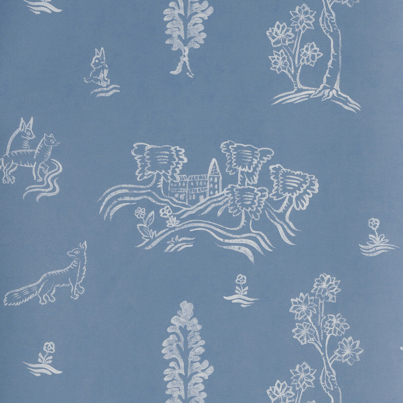 KRAVET COUTURE - WYCHWOOD- HAPPY BLUE - Wallcovering by the Roll HAPPY BLUE