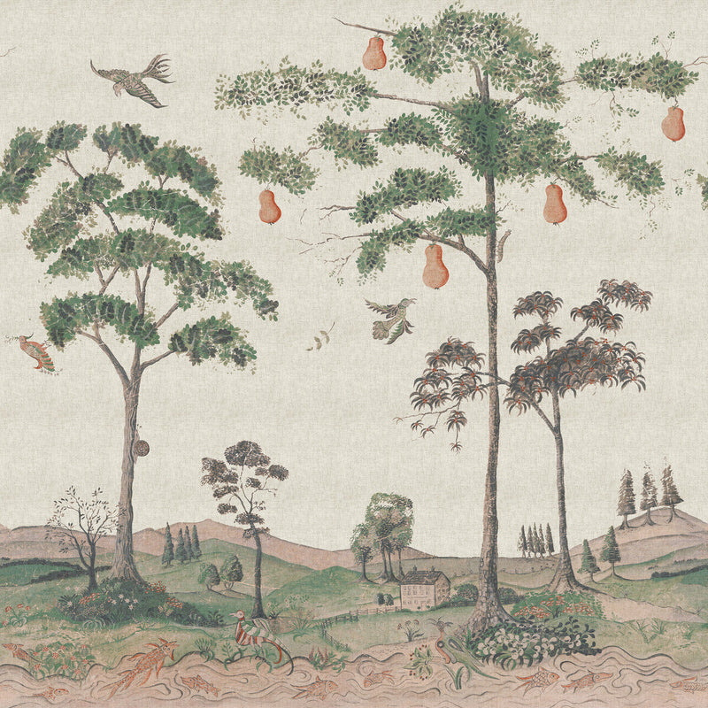 KRAVET COUTURE - MYTHICAL LAND LINEN- FLAX - Wallcovering by the EACH FLAX