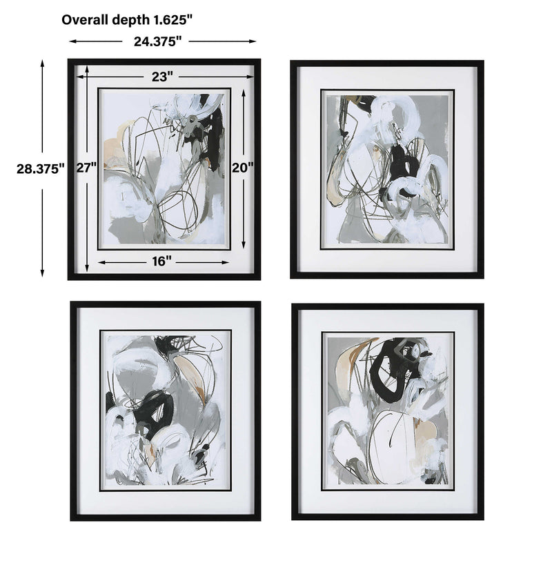 Uttermost Tangled Threads Abstract Framed Prints Set/4