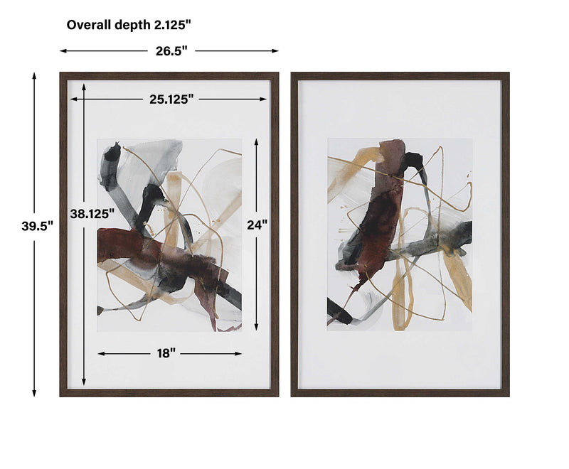 Uttermost Burgundy Interjection Abstract Prints Set/2